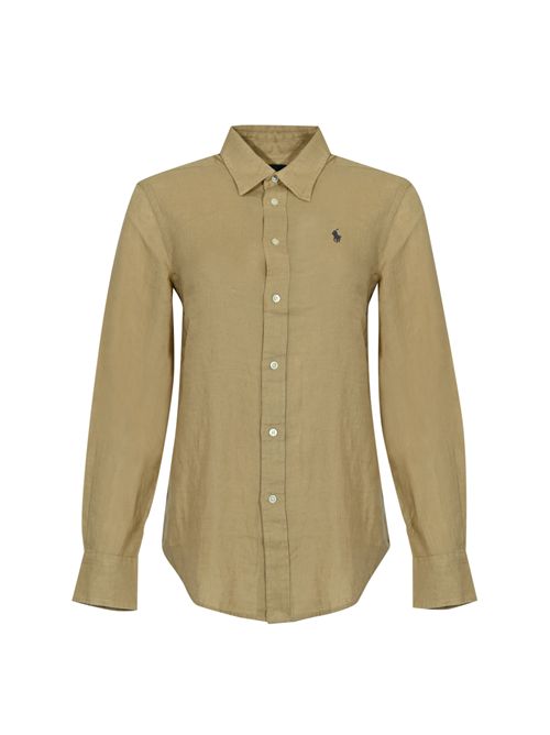 Camicia Polo Pony in lino Beige/Kaki POLO RALPH LAUREN | 211970730506
